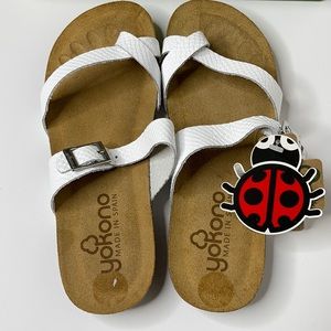 YOKONO |  White Leather Toe Loop Sandals